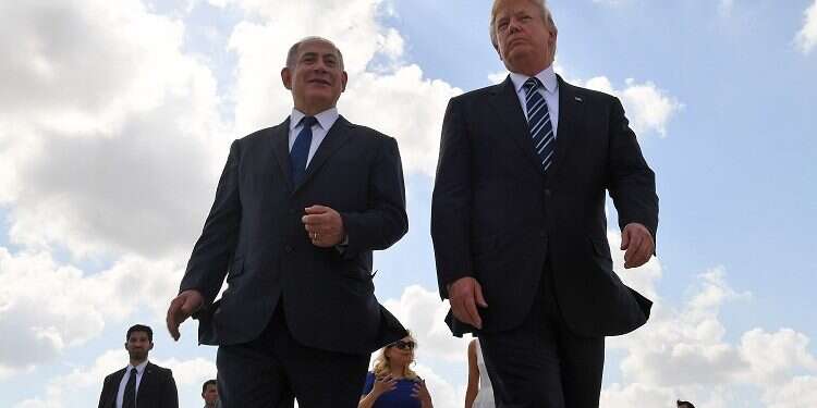 Prime Minister Benjamin Netanyahu welcomes U.S. President Donald Trump to Israel earlier this year Netanyahu, Trump to hold meeting at World Economic Forum in Davos