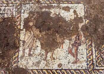 Israeli archaeologists unearth 1,800-year-old mosaic in Caesarea
