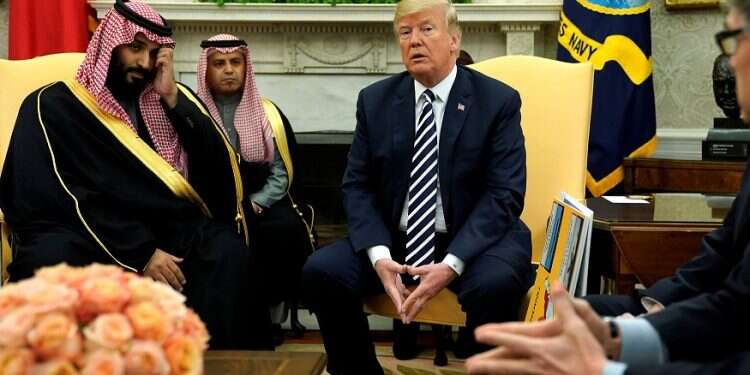 U.S. President Donald Trump welcomes Saudi Arabia's Crown Prince Mohammed bin Salman in the Oval Office White House postpones planned Trump summit with Gulf leaders