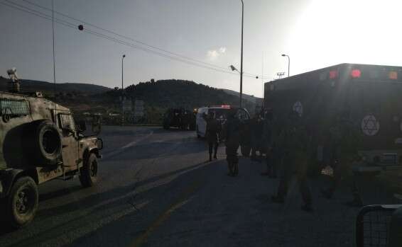 Scene of the attack near Shavei Shomron IDF soldier lightly hurt in Samaria ramming attack