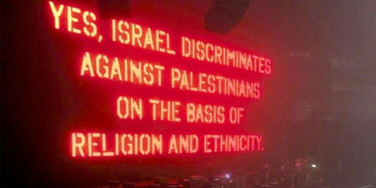 Roger Waters performs in Cologne last week |The stage at a Roger Waters concert last week |