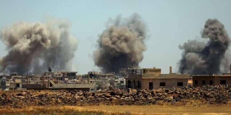 Smoke rises over al-Harak Syria army widens southwest offensive, UN says 45,000 flee