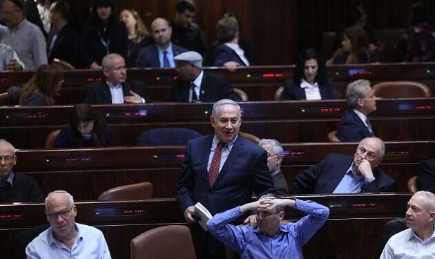 Prime Minister Benjamin Netanyahu in the Knesset plenum High Court ruling forces choice: Haredi conscription or early elections