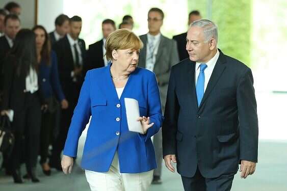 German Chancellor Angela Merkel and Prime Minister Benjamin Netanyahu speak to the media during Netanyahu's visit to Berlin in June Merkel due in Israel for first time in 4 years amid Iran tensions