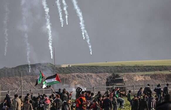Israeli troops clash with Palestinian protesters on Friday IDF attacks in Gaza after explosive device lands in Israel