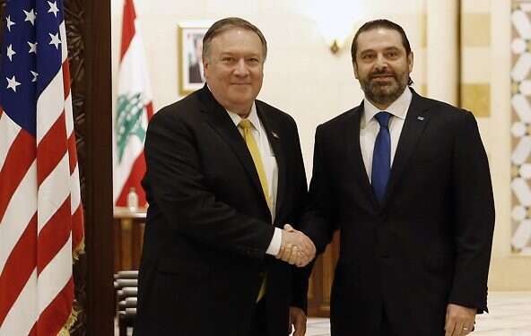 Lebanese Prime Minister Saad Hariri US hits Iran with new sanctions while Pompeo visits Lebanon