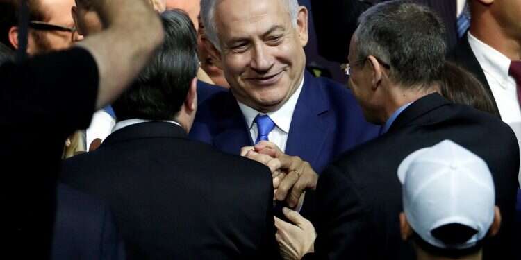 Israeli Prime Minister Benjamin Netanyahu is greeted by supporters of his Likud party A victory for the Netanyahu paradigm