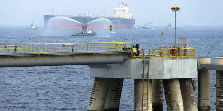 An oil tanker during the launch of the new $650 million oil facility in Fujairah, United Arab Emirates Arab League condemns attacks on Saudi tankers