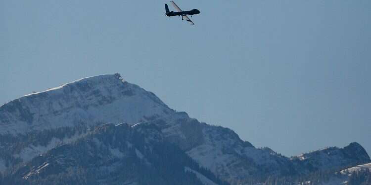 The Israeli Elbit Systems Ltd. Hermes 900 unmanned aerial vehicle flies over an air base in Switzerland in 2012 Israel's Elbit eyes opportunities from major US merger