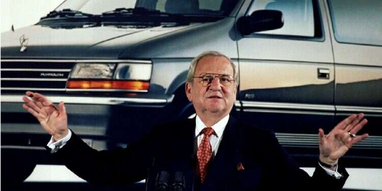 Former Chrysler Chairman Lee A. Iacocca is seen during a Chrysler briefing on earnings in February 1991 Auto industry icon Lee Iacocca dies at 94