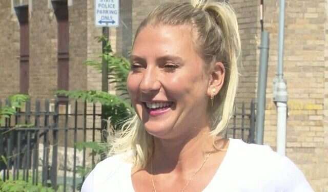 Aia Polansky in an interview with a local news station, Wednesday 'Wrong person to mess with': Former IDF soldier chases down flasher near Boston