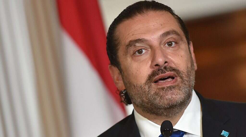 Lebanon's Prime Minister Saad Hariri speaks to the press following a meeting with US Secretary of State Mike Pompeo in Washington, Thursday Lebanon hopes for September decision on Israel sea border talks