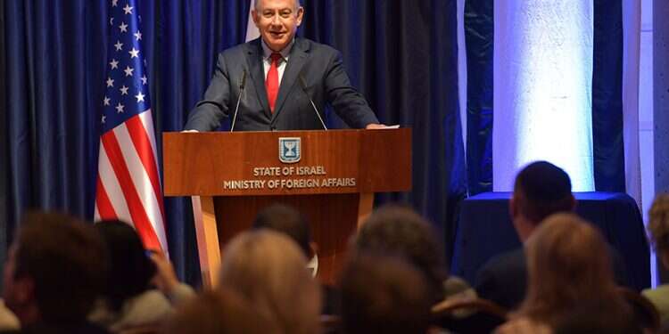Prime Minister Benjamin Netanyahu addresses a delegation of US Democrats in Jerusalem, Wednesday PM meets with 41 Congressional Democrats in Jerusalem