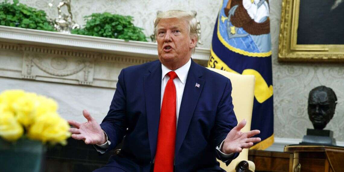 President Donald Trump speaks in the Oval Office of the White House, Sept. 11, 2019, in Washington Trump says he's considering 5 candidates to replace Bolton