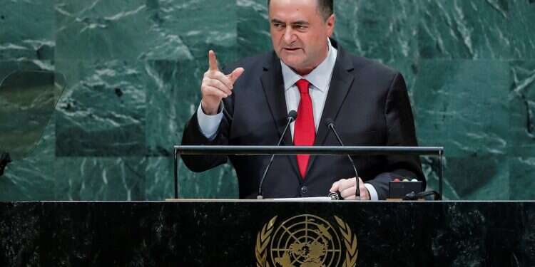 Foreign Minister Yisrael Katz addresses the 74th session of the General Assembly at UN headquarters in New York City, September 2019 Foreign minister tells UN: Jews will not be 'separated from homeland'