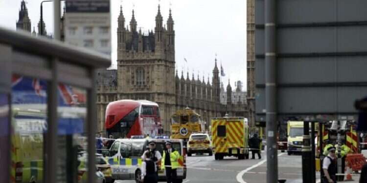 The scene of a terrorist attack on London's Westminster Bridge in 2018 Scotland Yard: UK foiled 22 terrorists attacks since March 2017