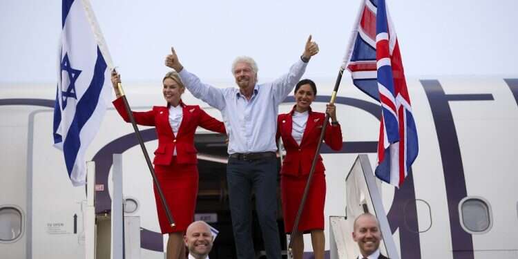 British billionaire Branson visits Israel as Virgin Atlantic launches Tel Aviv-London flights