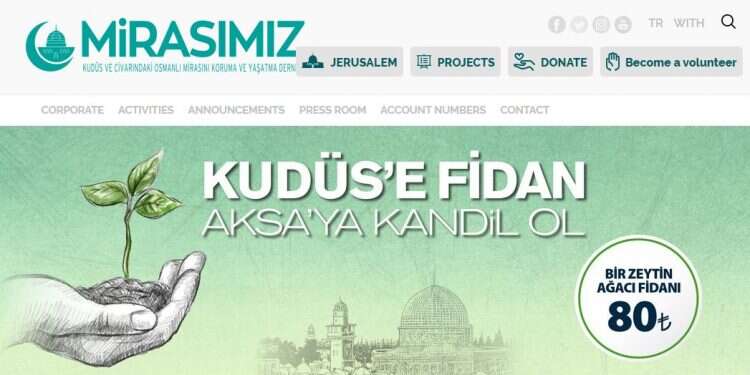 The homepage of the Mirasimiz NGO Turkish NGO: Israel 'preventing olive harvest in east Jerusalem'