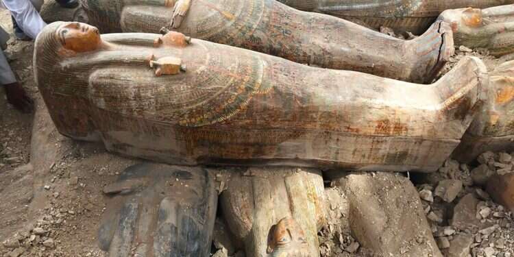 Egyptian Antiquities Ministry unveil cache of coffins dating as far back as 1994 BCE