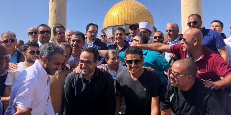 Saudi soccer players visit Jerusalem Muslim holy site