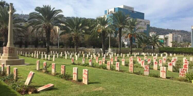 British cemetery in Haifa desecrated with swastikas