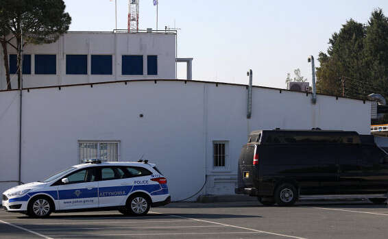 The confiscated black surveillance van belonging to WiSpear, parkedin a Cypriot police station (Reuters) 3 arrested in Cyprus on suspicion of industrial espionage