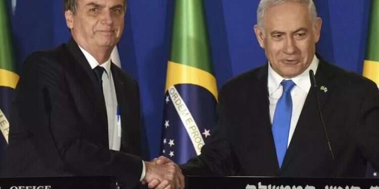 Brazilian President Jair Bolsonaro and Prime Minister Benjamin Netanyahu Brazil to open trade mission in Jerusalem