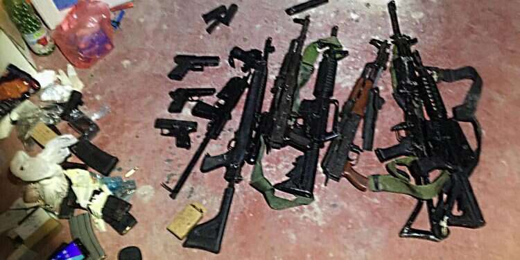 Some of the weapons seized by the Shin Bet and other security forces following interrogations of PFLP terrorist suspects Popular Front for the Liberation of Palestinian terror network exposed in Judea and Samaria