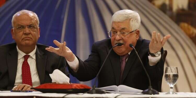 Chief Palestinian negotiator Saeb Erekat and PA President Mahmoud Abbas in Ramallah, Jan. 30, 2020 Misreading reality, Palestinians overplayed their hand