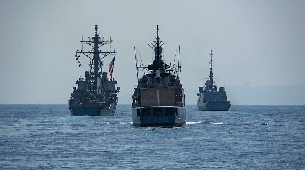 Israeli warships during an exercise in the Mediterranean, 2018 Israeli Navy readies to navigate pandemic storm