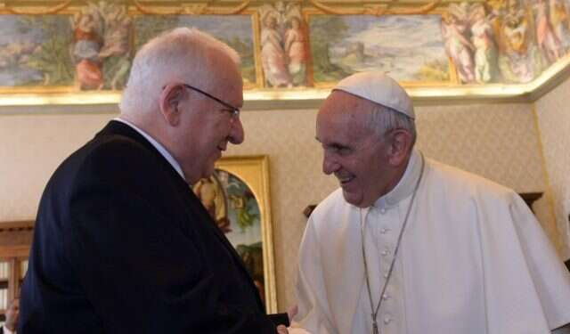 President Rivlin meets with Pope Francis in 2015 Rivlin to Pope Francis: We will overcome this brutal enemy together