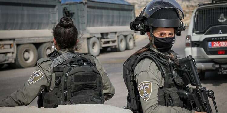 Border Police officers at the scene of a terrorist attack in Samaria IDF thwarts ramming attack in Samaria, terrorist killed