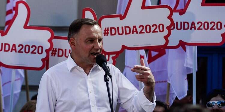 Polish President Andrzej Duda delivers a speech during a campaign rally in Wieliczka, July 9 'Poland will never pay for Jewish assets lost during Holocaust'