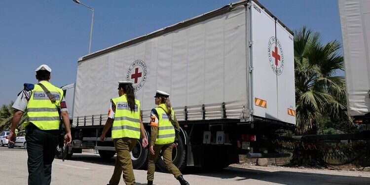 A Red Cross truck transports bodies of terrorists back to Lebanon in 2008 Gantz wants Israel to take a harder line on returning terrorists' bodies