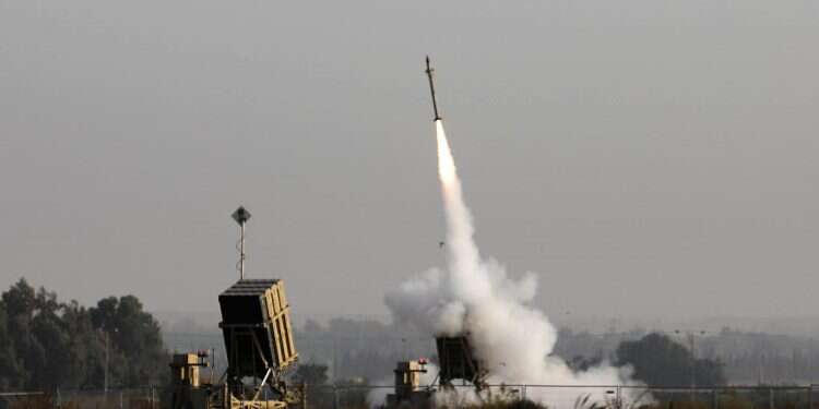 An interceptor launched from the Iron Dome missile defense system Defense firms announce plans for US production of Iron Dome system 