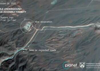 This Monday, Oct. 26, 2020, satellite image from Planet Labs Inc. that has been annotated by experts at the James Martin Center for Nonproliferation Studies at Middlebury Institute of International Studies shows construction at Iran's Natanz uranium-enrichment facility Satellite photos show construction at Iran's Natanz nuclear site