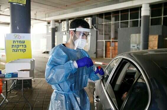 Drive-through coronavirus testing in Ashdod 844 new COVID cases diagnosed nationwide ahead of partial school reopening