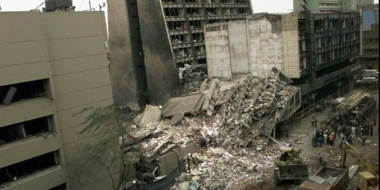 Scene of the 1998 al-Qaida attack near the United States Embassy in downtown Nairobi, Kenya Report: Al-Qaida deputy assassinated in Iran was planning attacks against Jews, Israelis