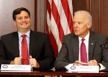 President-Elect Joe Biden (right) with Ron Klain in the Eisenhower Executive Office Building in 2014. Biden chooses longtime adviser Klain as chief of staff