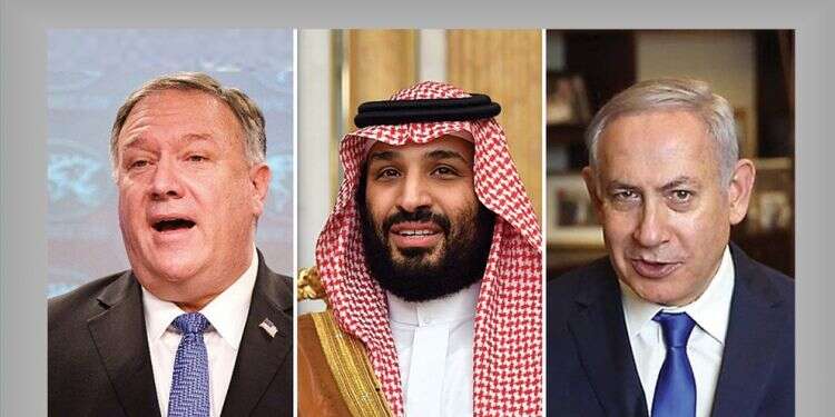 US Secretary of State Mike Pompeo, Saudi Crown Prince Mohammad Bin Salman and Prime Minister Benjamin Netanyahu PM secretly meets with Crown Prince Mohammad Bin Salman, Pompeo in Saudi Arabia