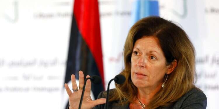 Stephanie Williams, Acting Special Representative of the Secretary-General and Head of the United Nations Support Mission speaks during a news conference in Tunis, Tunisia, Sunday, Nov. 15 Libya's UN envoy urges UN to blacklist anyone who obstructs peace talks