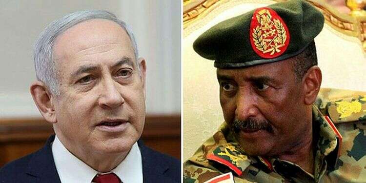 Prime Minister Benjamin Netanyahu and Sudanese leader Gen. Abdel-Fattah Burhan Report: Israel urging Congress to pass Sudan immunity bill