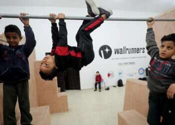Palestinian children practice parkour at a new training center in Gaza City Palestinians in Gaza jump for joy over new parkour training facility