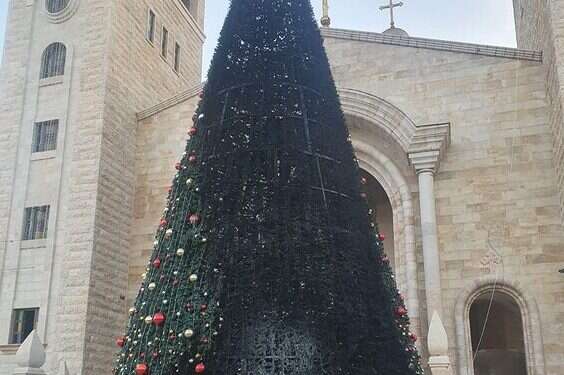 One of the Christmas trees that was set on fire in Sakhnin over the weekend Christmas trees set on fire in Israeli Arab town Sakhnin