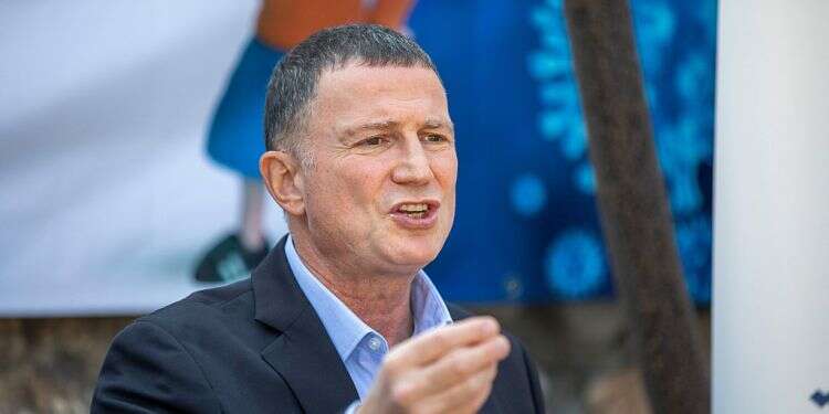 Health Minister Yuli Edelstein speaks to the press outside a Clalit health clinic in Nazareth, Sunday 'We're winning the vaccine race but losing the battle against the mutant virus strain'