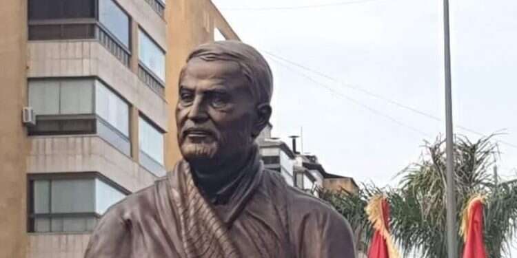 Bronze statue of Qassem Soleimani erected near Beirut
