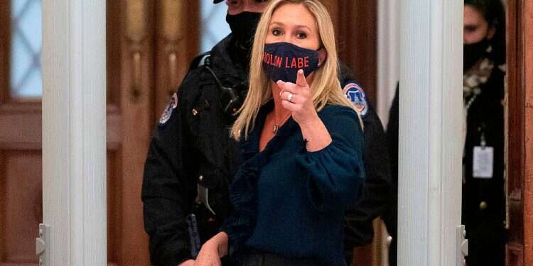 Representative Marjorie Taylor Greene (R-GA) shouts at journalists as she goes through security outside the House Chamber at Capitol Hill in Washington, Jan. 12, 2021 Jewish, pro-Israel groups denounce Rep. Taylor Greene over anti-Semitic statements