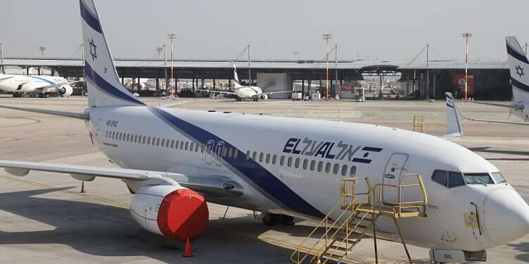 A grounded El Al aircraft is seen at Ben-Gurion International Airport in September 2020 In global first, El Al says 100% of employees vaccinated for COVID-19
