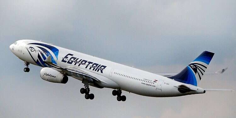 An Egyptair Airbus A330-300 takes off for Cairo from Paris on May 19, 2016 Cairo wants flag carrier to operate direct flights to Tel Aviv