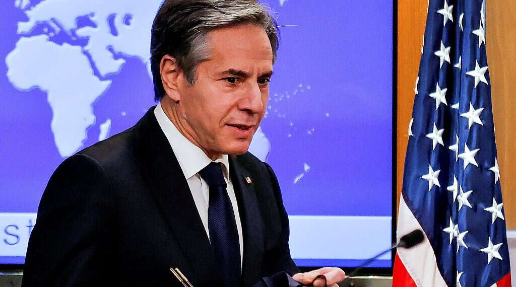 US Secretary of State Antony Blinken at a press briefing, Jan. 27, 2021 Blinken puts more focus on Palestinians in call to FM Ashkenazi